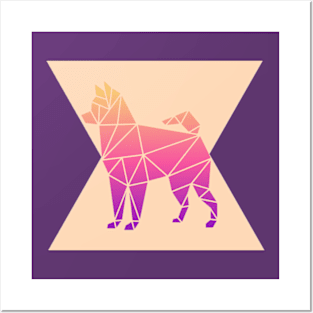 Geometric Dog Colorful Abstract Retro Design Posters and Art